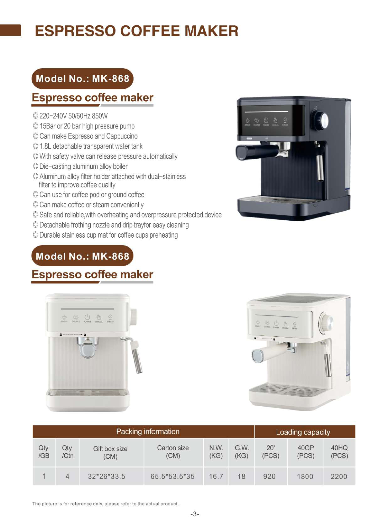 MK-868 Espresso Coffee Maker